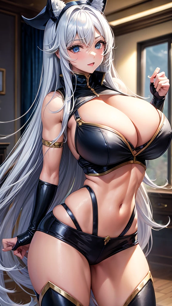 huge breasts,cosplay policial, long hair,