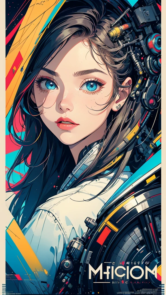 (((masterpiece, highest quality))),(((solo:1.2))),(((1girl:1.2))),32k wallpaper, very detailed, poster, vintage science fiction,(((((geometric cinematic movie poster))))), (bauhaus), shape,(((abstract))),(mid century modern),movie poster,(((((portfolio))))),(((((Close-up))))),(((((bust up))))),((((more various angle)))),(((highlight))),Vast landscape,((((heterochromia)))),(((complete. detailed face))),(((Extremely talented))),(((most complecated machine))),Colorful color scheme