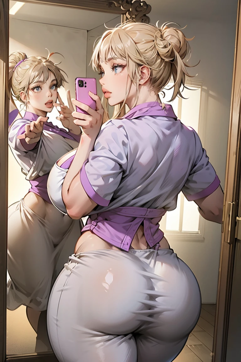 araffed woman taking a selfie in a mirror in a room, lit from behind, side lit, 21 years old, thighs exposed!!!, Thick, 2 4 year old female model, mid body shot, violet myers, thick-thighs, middle shot, taken in 2 0 2 0, Toga, 22 years old, 18 years old