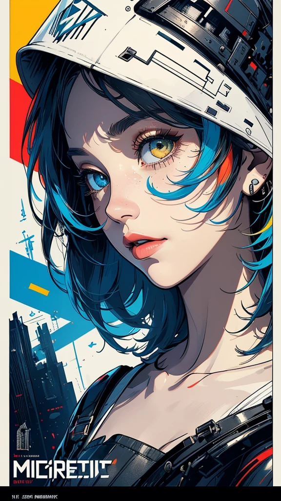 (((masterpiece, highest quality))),(((solo:1.2))),(((1girl:1.2))),32k wallpaper, very detailed, poster, vintage science fiction,(((((geometric cinematic movie poster))))), (bauhaus), shape,(((abstract))),(mid century modern),movie poster,(((((portfolio))))),(((((Close-up))))),(((((bust up))))),((((more various angle)))),(((highlight))),Vast landscape,((((heterochromia)))),(((complete. detailed face))),(((Extremely talented))),(((most complecated machine))),Colorful color scheme