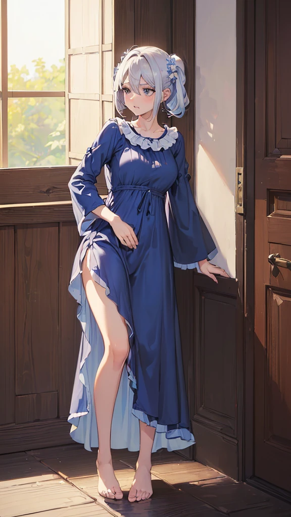 (8k, ultra detali, best qualityer, anatomically perfect body:1.5), (smallbreast:1.2), shining skin, (1 girl), (I have to pee:1.1), (urge to pee:1.2), (peeing alone:0.8), (pp clothes:0.7), (very desperate to pee:1.3), (take it to the bathroom), (waiting for the bathroom with a line), (squatting down), (Each one has a different blouse), (Each one has a different muumuu maxi dress:1.4), petticoat, (Everyone has different short boots:1.1), (Everyone has a different hairstyle), (knees together and feet apart:1.4), (Rub each other's knees:1.2), (leaning forward:1.3), (hand between legs), (holding the crotch:1.5), (orgasming:1.5), (blush:1.2), (embarrassment:1.3), (impatience:1.4), (confusing:1.2), (fidgeting:1.5), fbass guitaring sweat, (erotic waist twist:1.3), (gasping), (breathless:1.4), erotic feelings, (eyes locked, cloused mouth:0.9), (orgasming), looking away, from sideways, bass guitar_angle_ten mens, (skirt raised:1.4), NSFW,