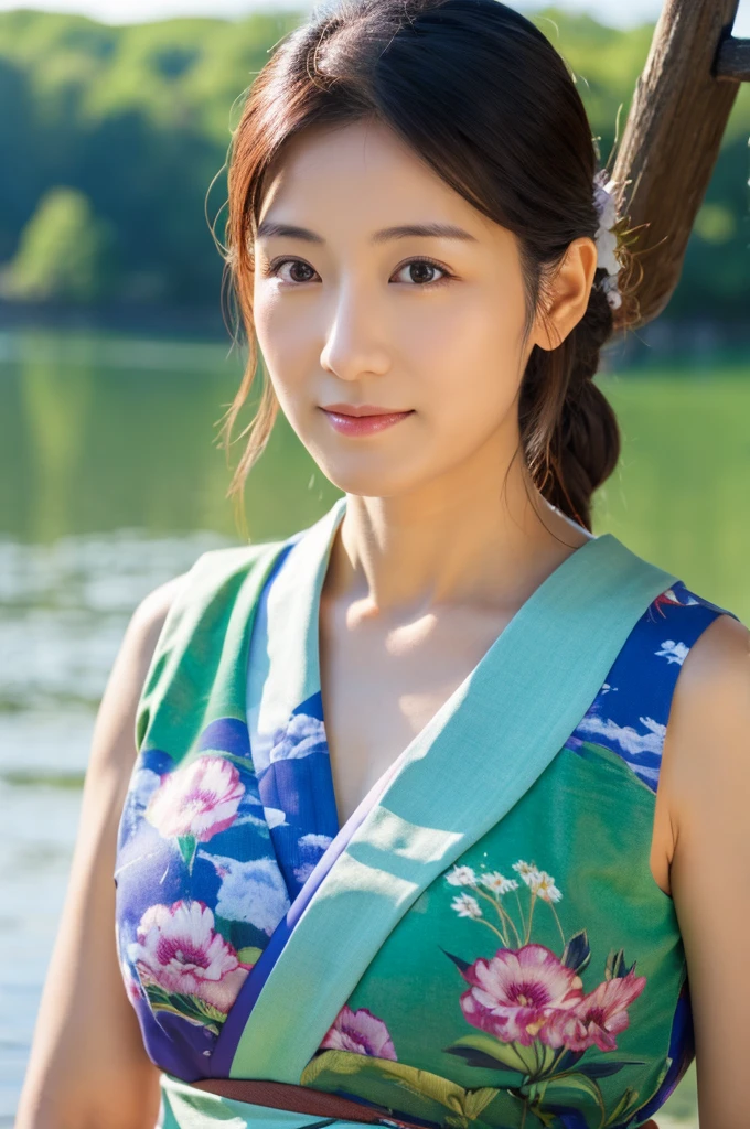 ((Highest quality)), ((masterpiece)), (detailed),Perfect Face,Japanese,landscape,Mature Woman,Upper Body