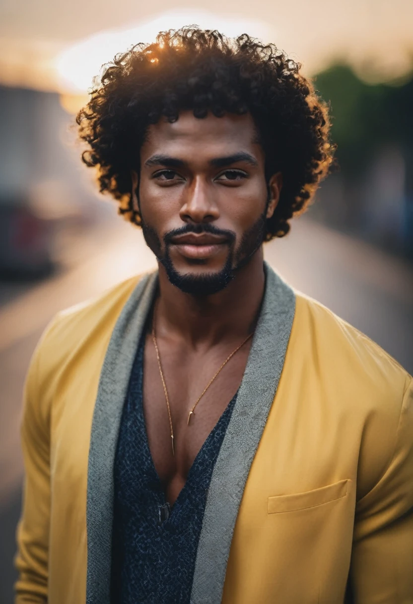 handsome black brazilian man, 60mm portrait, 70mm portrait, 50mm portrait, curly hair, medium portrait top light, medium portrait soft light, soft portrait shot in 8k, cinematic headshot portrait, cinematic portrait