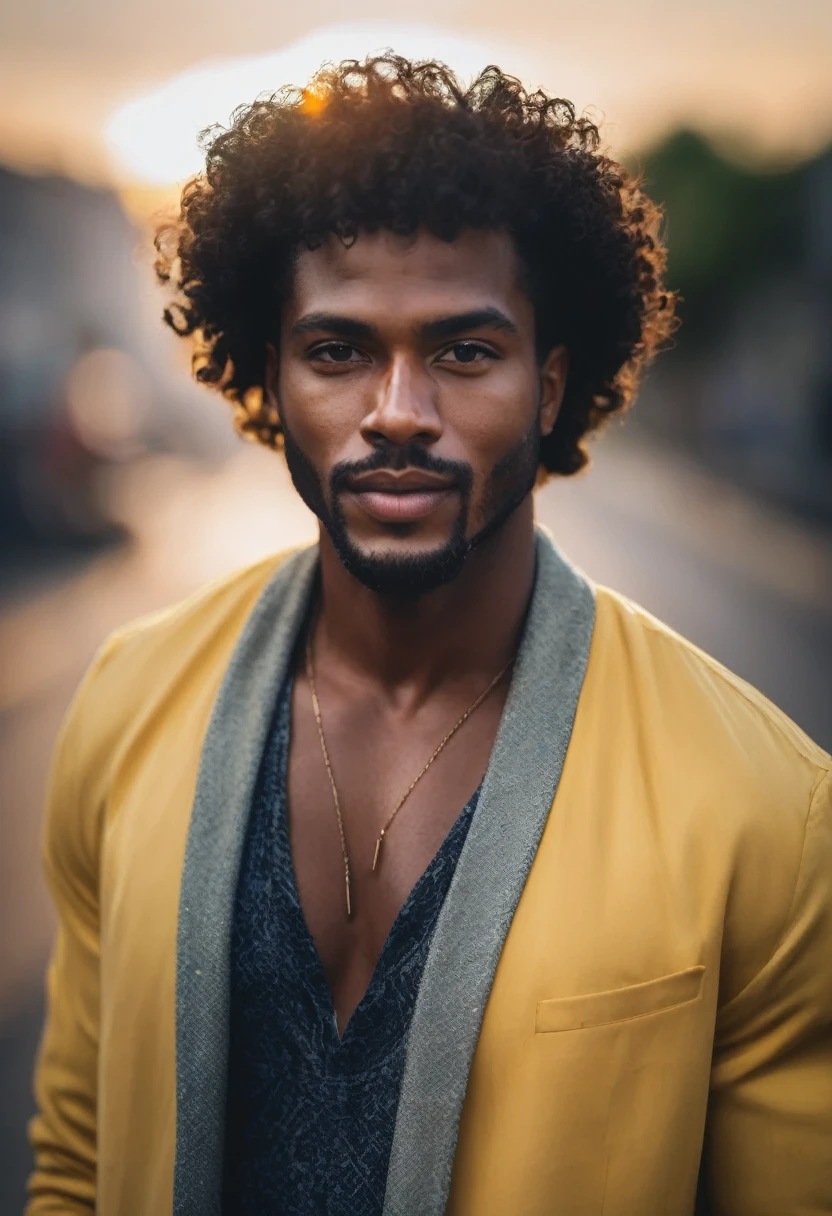 handsome black brazilian man, 60mm portrait, 70mm portrait, 50mm portrait, curly hair, medium portrait top light, medium portrait soft light, soft portrait shot in 8k, cinematic headshot portrait, cinematic portrait