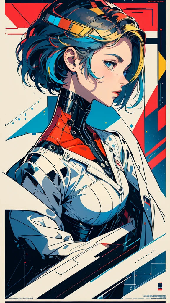 (((masterpiece, highest quality))),(((solo:1.2))),(((1girl:1.2))),32k wallpaper, very detailed, poster, vintage science fiction,(((((geometric cinematic movie poster))))), (bauhaus), shape,(((abstract))),(mid century modern),movie poster,(((((portfolio))))),(((((Close-up))))),(((((bust up))))),((((more various angle)))),(((highlight))),Vast landscape,((((heterochromia)))),(((complete. detailed face))),(((Extremely talented))),(((most complecated machine))),Colorful color scheme