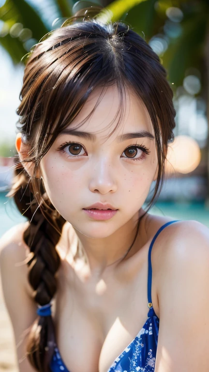 Highest quality, Face Focus, Soft Light, Ultra-high resolution, (Realistic:1.4), RAW Photos,
1 Japanese girl, alone, cute, (pupil, Light in your eyes), Beautiful face in every detail, (Detailed eye resolution),(High resolution detail of human skin texture),
(forehead、short twintails),
Small breasticro Bikini、Sandy Beach、night、Palm tree、Buckshot、Beautiful shoulder blade、Open your mouth a little、freckles、
(Portraiture)
