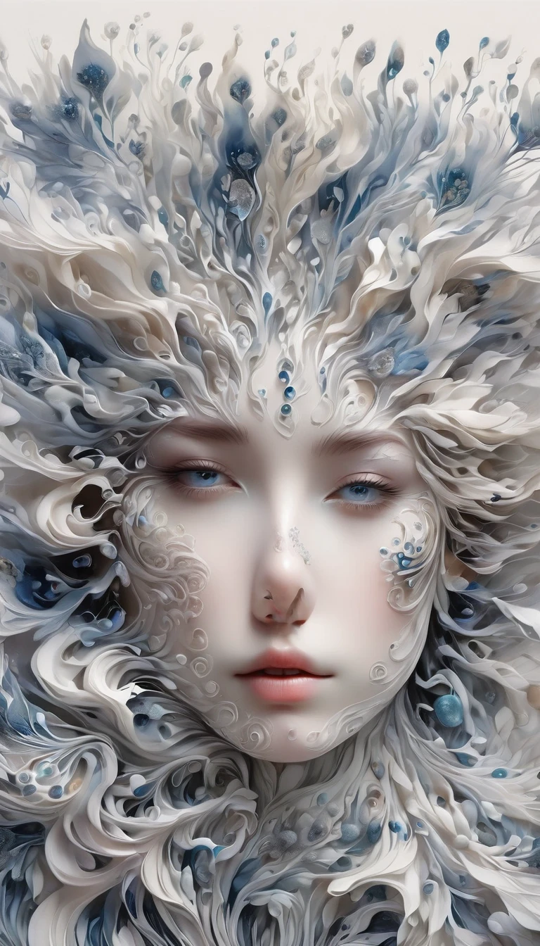 (absurd, high resolution, Very detailed), 1 girl, solitary, Very detailed eyes, (Official Art, Beauty and aesthetics: 1.2), (Fractal Art: 1.3), White powder color scheme, Most detailed