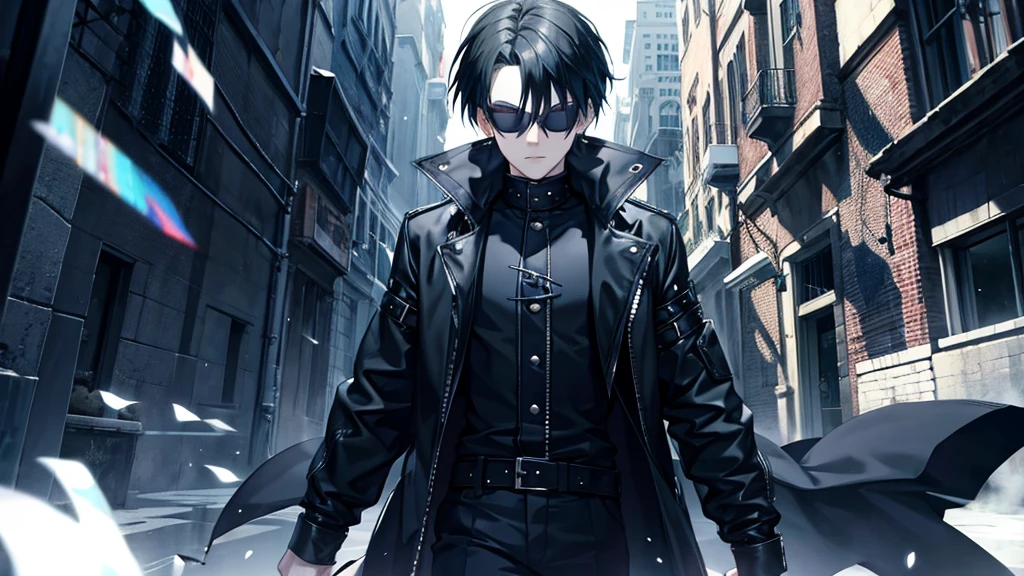 goth boy floating in the matrix