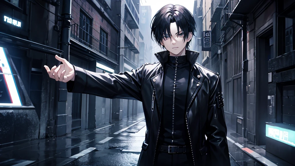 goth boy floating in the matrix