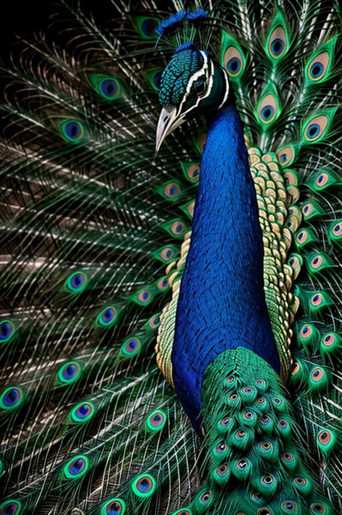 Peacock poses from behind