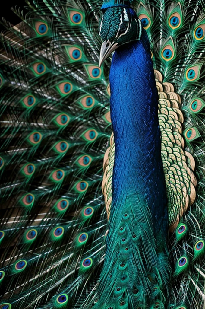 Peacock poses from behind