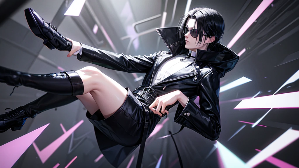 goth boy floating in the matrix