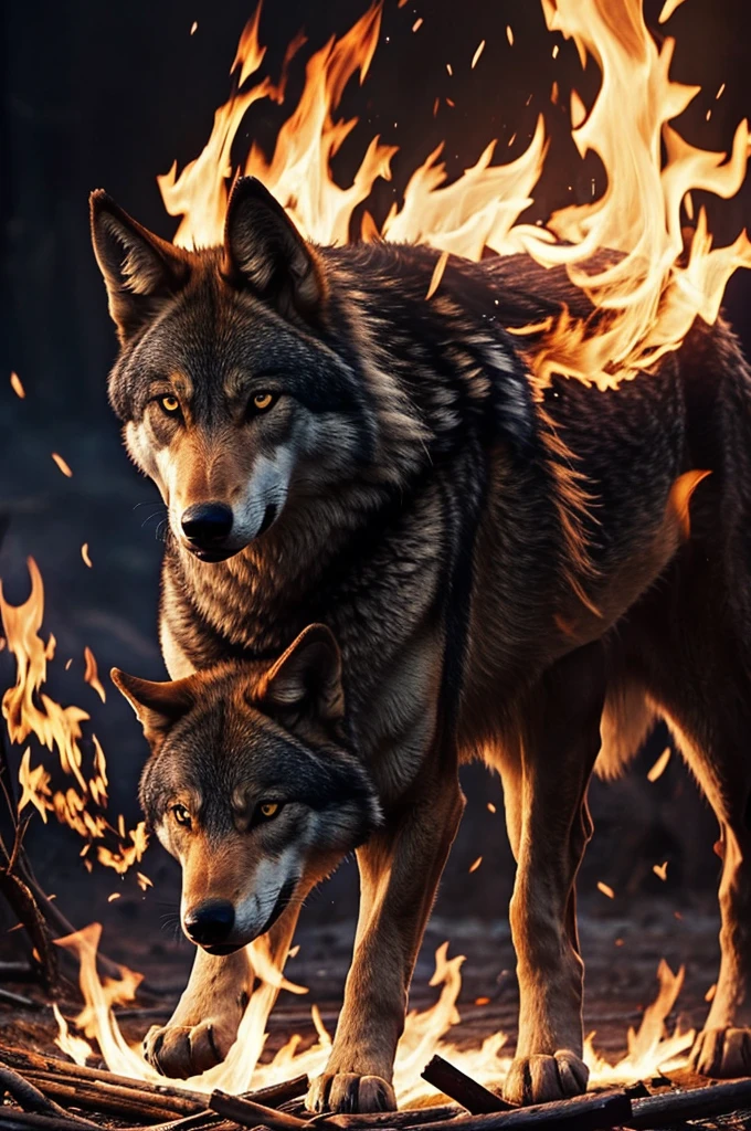 A wolf type of a big flame a call of fire saying Lulu ribs