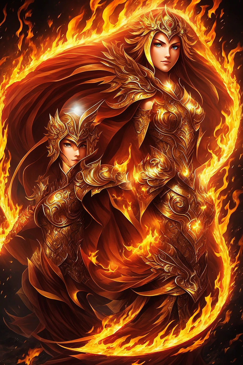 Aegis Flame, The Keeper of the Fire, emerges from the flames with an aura that radiates courage. Her eyes sparkle with the intensity of an inextinguishable flame, as he uses his power to defend the helpless. With your shield raised and flames dancing around you, Aegis is a symbol of protection in times of danger, a hero whose bravery is only matched by his compassion.