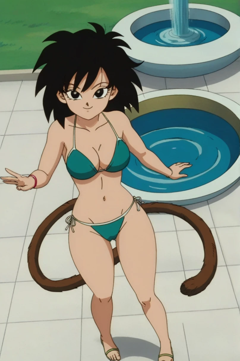 fountain_cheered up, score_9,score_8_above, score_7_above, gineDb, cheered up screencap,
1 girl, Alone, old, looking at the viewer, SMILE, short hair, Detailed nose, medium old, Closed mouth, aboveper body, retro artStyle, 1990s \(Style\), bottom, black eyes, hands above, eyelashes, hands above, half closed eyes, happy, spiky hair, Eyebrows, v-shaped Eyebrows, medium tits, bouncing, medium ass, sexy, tits, Wide hips, bikini amarillo sexy, vagina, whole body, monkey's tail, sex