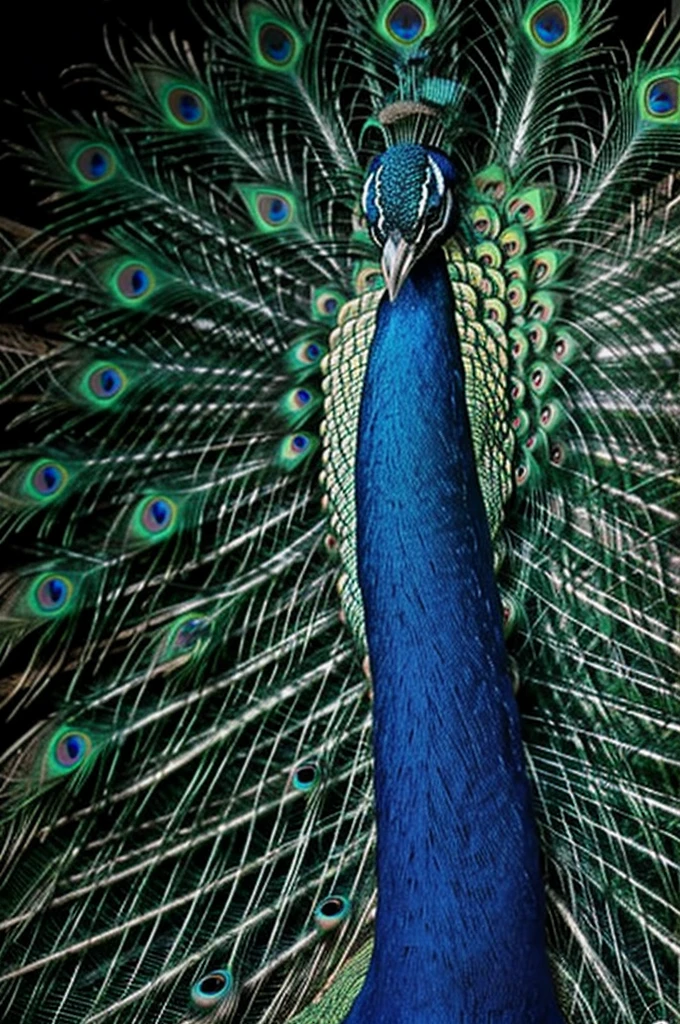 Peacock poses from behind