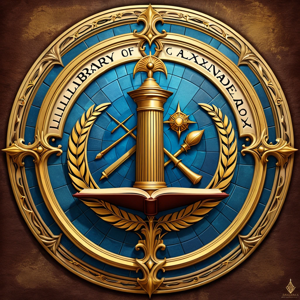 Fantasy emblem about the library of Alexandria 