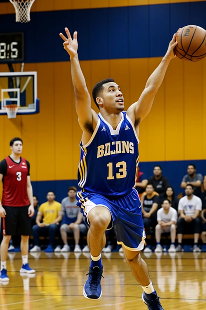 Egg playing basketball
