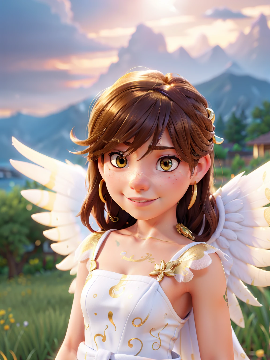 gold tattoos with a girl in the rain with gold earrings, in vray tracking style, Martin then, yuumei, Spilled, close up, dark white and gold, quick paint, work of art, best qualityer,