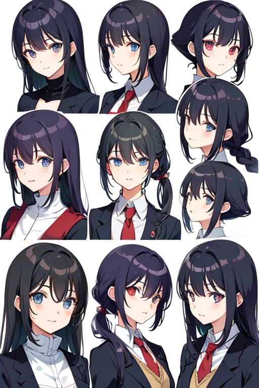 Create an anime character with different types of facial expressions