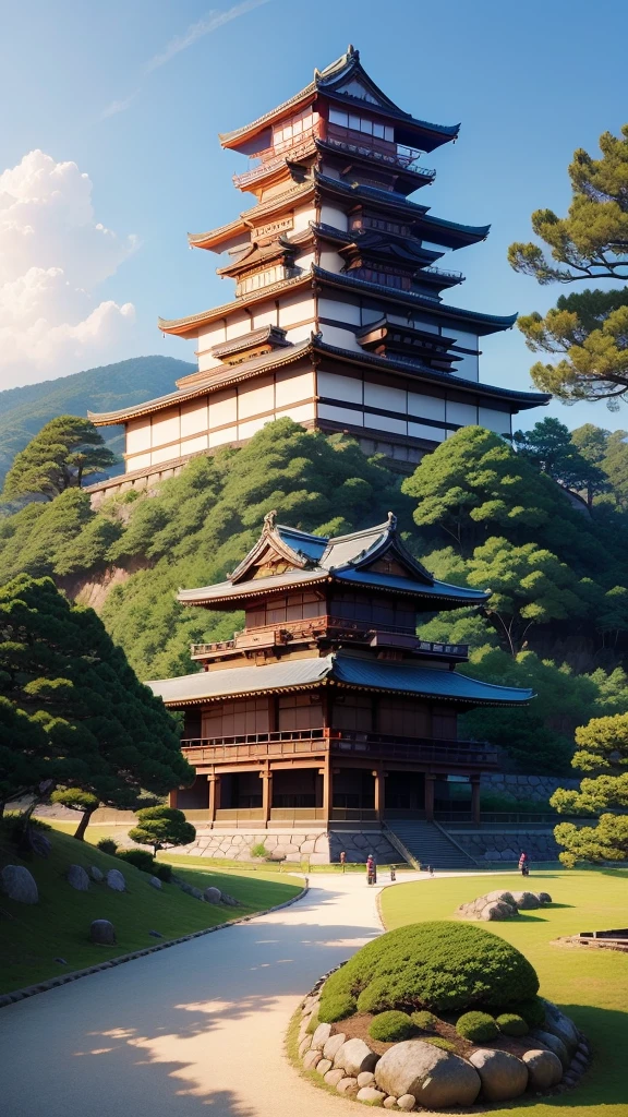 Reconstruction of Azuchi Castle、Magnificent castle、Japan's Warring States Period、Old-fashioned Japanese painting style