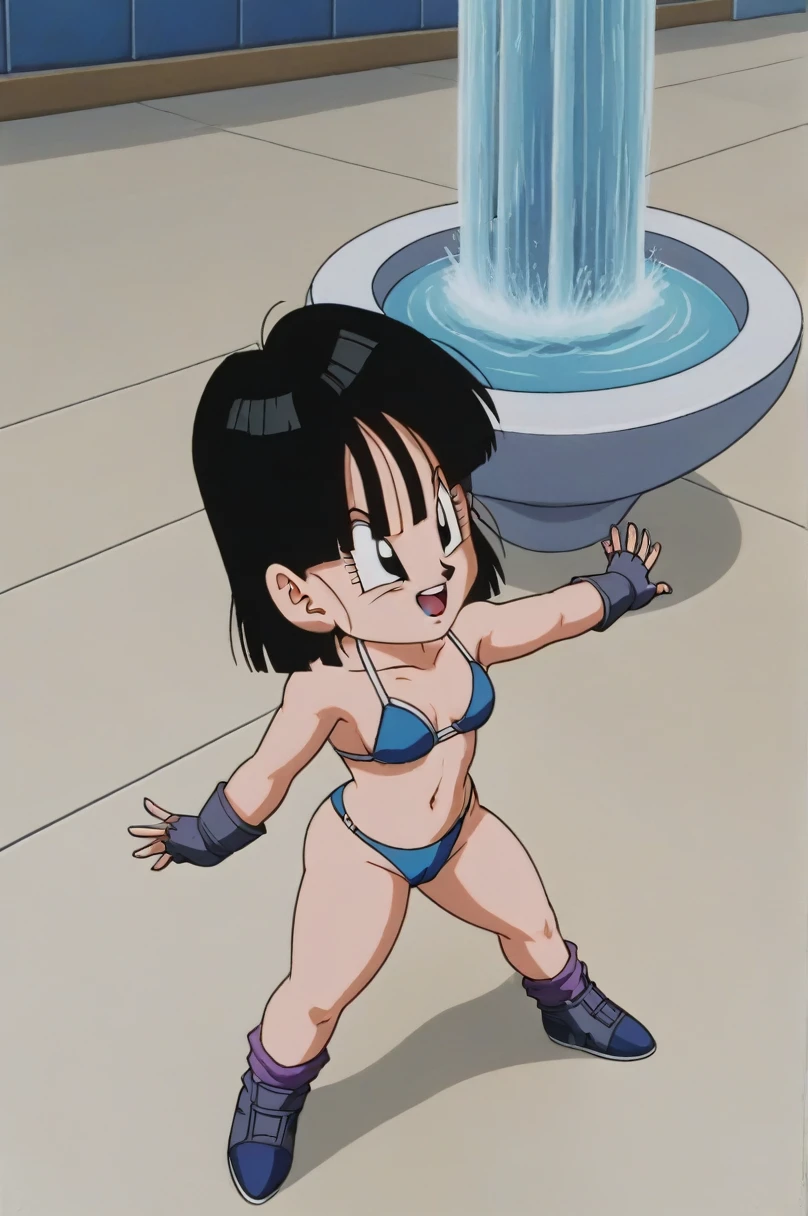 fountain_cheered up, score_9, score_8_above, score_7_above, cheered up screencap,8k, absurd resolution,
Pan \(Dragon Ball\), short hair, hits, black fur, black eyes,
autophoto, desde above, urban landscape, dappled sunlight, teeth, smile, medium tits, bouncing, medium ass, sexy, tits, wide hips, Bikini sexy, vagina, whole body, Whole body, standing, detailed