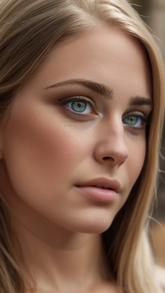 A beautiful young woman, detailed portrait of her pretty eyes, mesmerizing gaze, long eyelashes, iPhone camera, realistic, photorealistic, 8k, high quality, detailed, sharp focus, vivid colors, natural lighting, piel detallada, poros de la piel, rasgos faciales, ojos perfectos y consistentes y simetricos rostro simetrico, full realismo, real, cara real