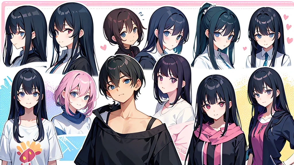 Create an anime character with different types of facial expressions
