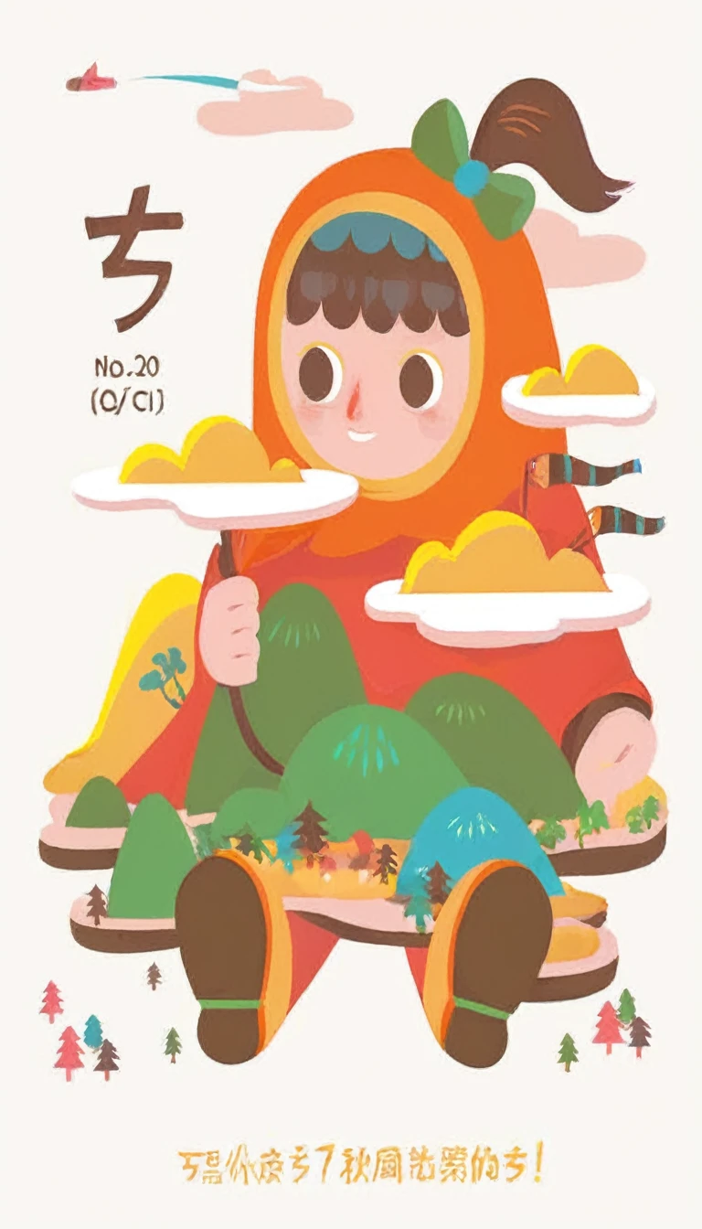 a poster with a cartoon character holding a plate of food, japanese illustrator, poster illustration, by Kubisi art, japanese illustration, japanese cartoon style, japanese inspired poster, inspired by NEVERCREW, 2 d illustration, 2d illustration, inspired by Kubisi art, colorful illustration, japanese graphic design, japan poster, by Yanagawa Nobusada