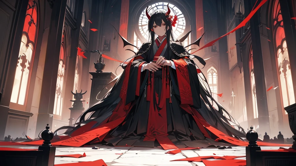 An upper-rank demon that looks like it could appear in Demon Slayer。Standing at the altar of the dark temple