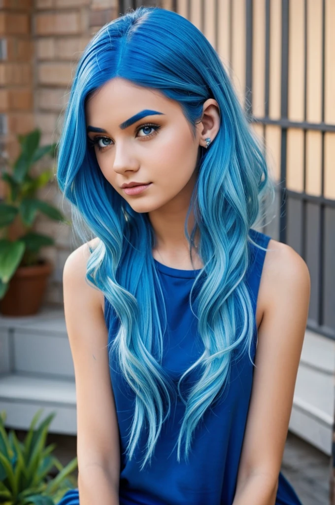 Girl with blue hair