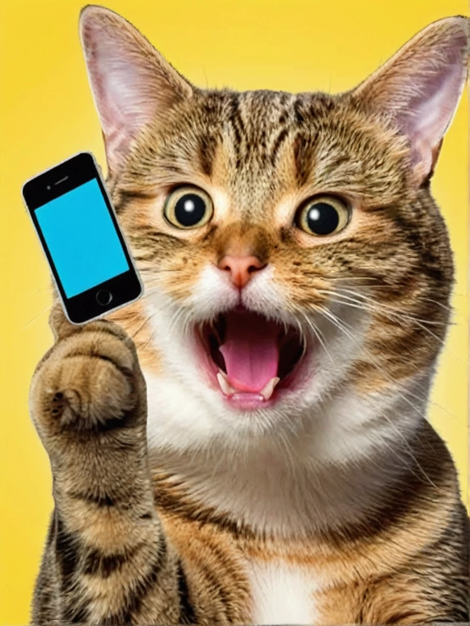 Funny emojis, Cat, 1 putty,Taking a selfie with a mobile phone, 