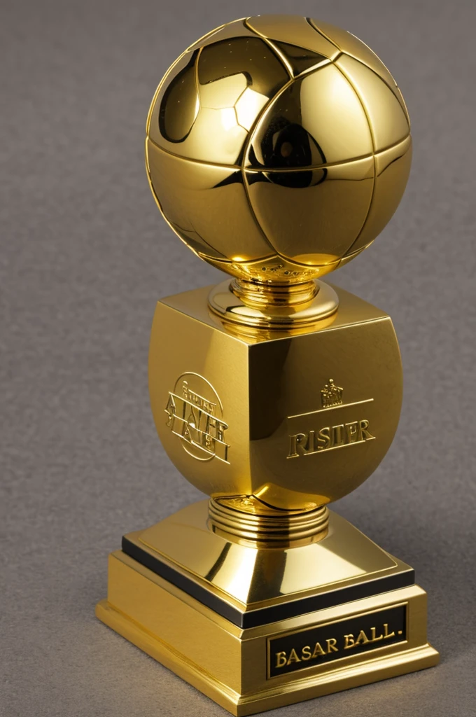 Trophy in the shape of a ball with a ball player 
