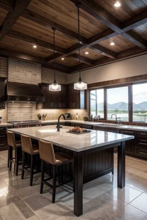 large and modern gourmet area, with barbecue island