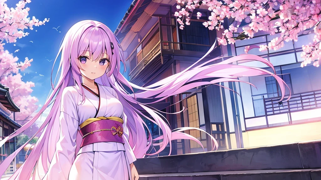 woman clear Light purple hair kimono Anime Style Work Abroad