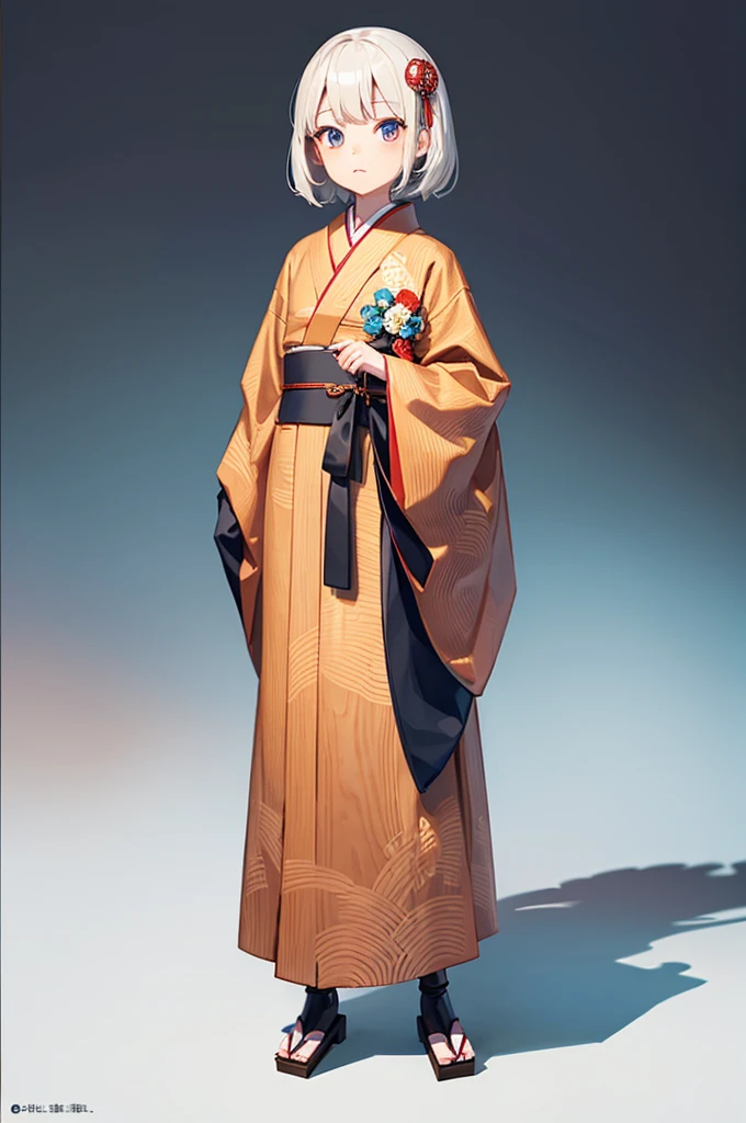 Wooden Humanoid Robot,Wood grain body,child女に似せて作られた,wear the kimono,child,児,Illustrated