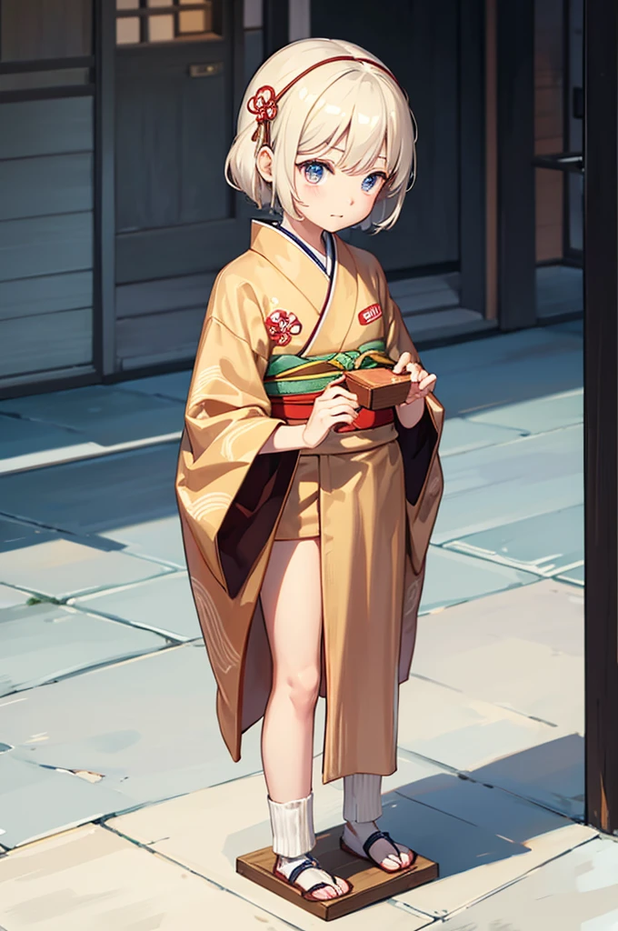 Wooden Humanoid Robot,Wood grain body,child女に似せて作られた,wear the kimono,child,児,Illustrated,I have a towel