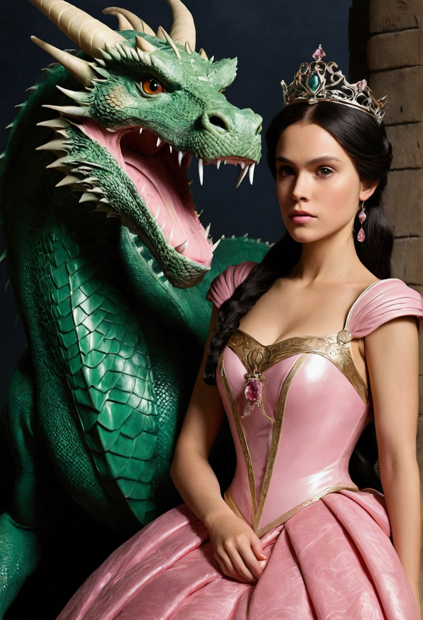 Method 2: The Princess and the Dragon:
Image: Princess with a green dragon.
bottom: Pink cellophane paper.