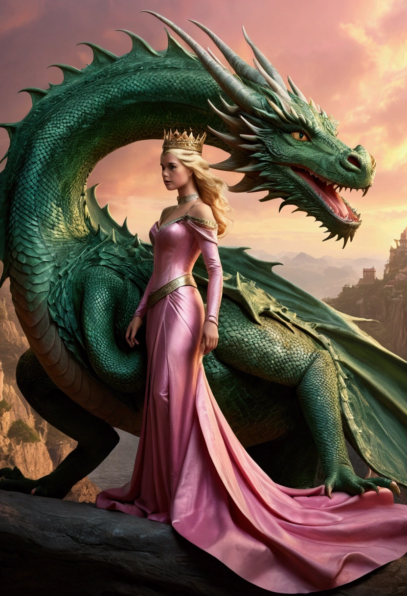 Method 2: The Princess and the Dragon:
Image: Princess with a green dragon.
bottom: Pink cellophane paper.