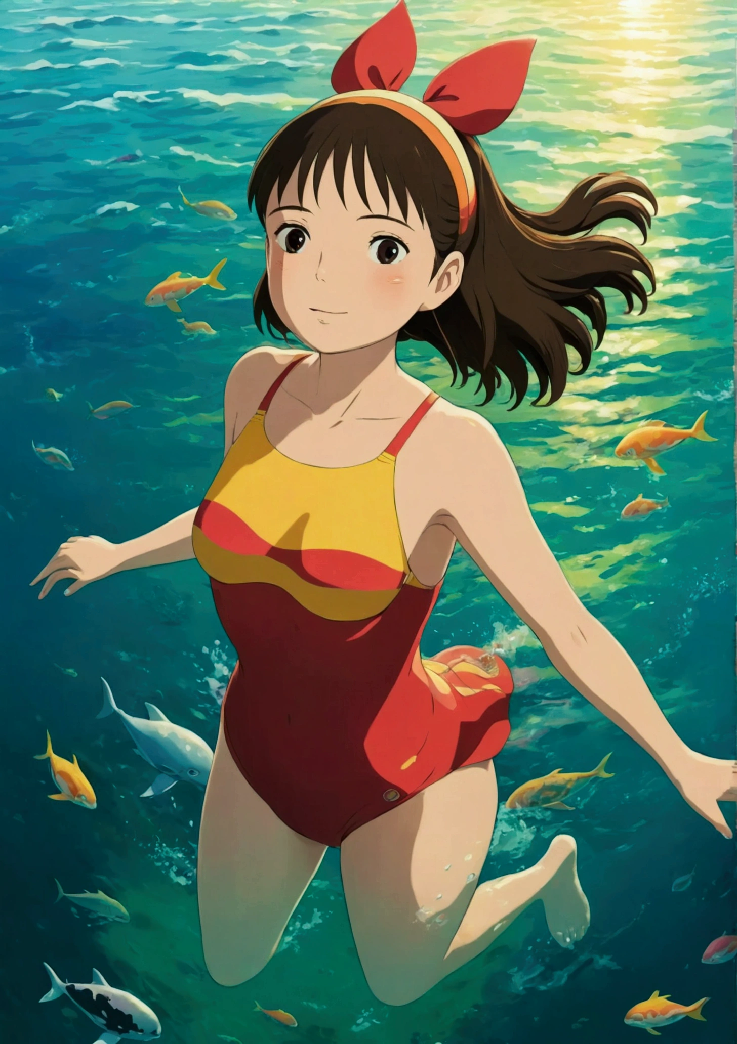 Ghibli　summer 　Ocean　swim　girl　