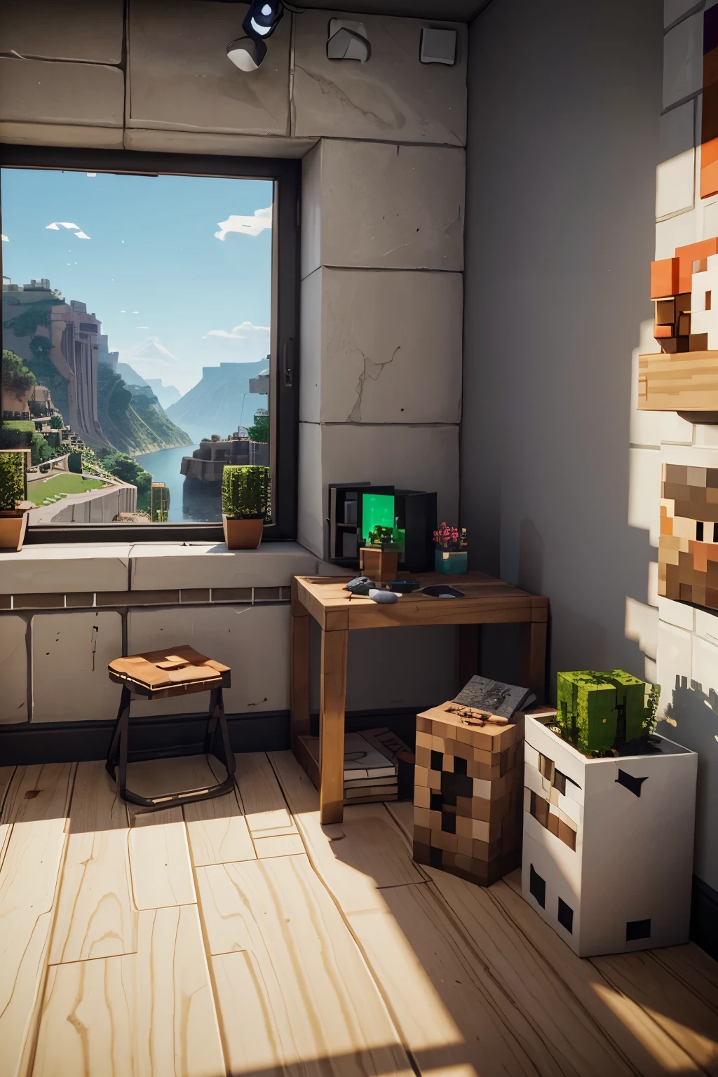 create a minecraft wallpaper in the corner, fortnite in another corner, and warzone in the other one in the background and in the middle that says "TO PLISHMA" in white