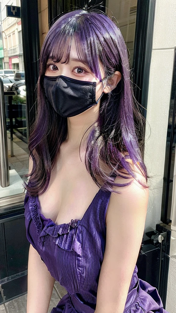 ＡＩBeauty、リアルBeauty、Massage the breasts、camisole、Frilled Skirt、Face masks、In town、Purple Hair