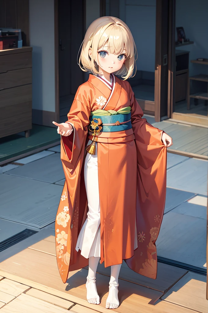 Wooden Humanoid Robot,Wood grain body,child女に似せて作られた,wear the kimono,child,児,Small,Illustrated,Throw the towel forward