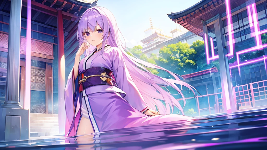 woman clear Light purple hair kimono Anime Style Work Abroad