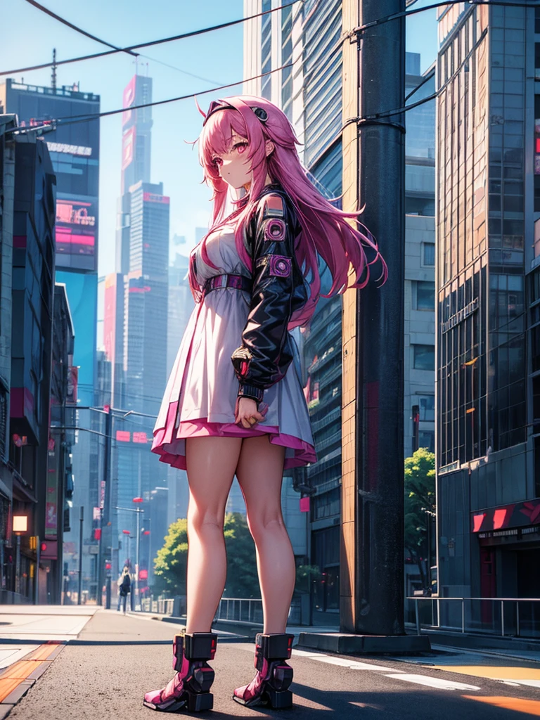 Anime girl in a dress and headband standing in front of a building, Portraiture, digital Cyberpunk anime art, Digital Cyberpunk - Anime Art, anime cyberpunk art, Cyberpunk Anime Girl, Cyberpunk Anime Girl mech, Anime Style 4k, Best anime 4k konachan wallpaper, Cyber , Cyberpunk anime art, Portrait Anime Astronaut Girl, anime girl of the future, Dreamy Cyberpunk Girl