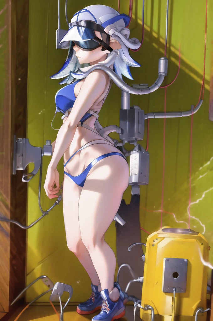 masterpiece, best quality, highres, 1girl shiver ,brainwash, visor