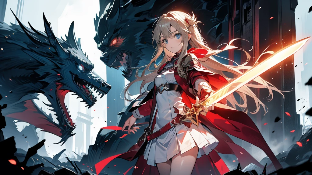Asuna from Sword Art Online facing monsters in a dark dungeon