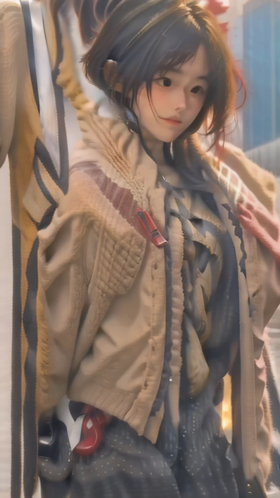 (facing back), (( close up)), ((The skirt is flipped n a strong wind)), ((panties focushool uniform)), ((Cardigan)), ((a miniskirt)), ((white panties)), Modern oscape, (NSFW), 1womanl, Solo, 24 year old, 7headed body, (cute face), (Ideal ratio body proportions), (Composition from head to thigh), Smiling smile, erectile nipple, Sexy body, short-hark hairmall tits, A slender, Small buttocks, beauty , Skinny Legs, surrealimatic lighting, depth of fields, One-person viewpoint, F/1.8, 135 mm, nffsw, masutepiece, ccurate, ((Anatomically correct)), Textured skin, Super Detail, high details, High quality, awardwinning, Best Quality, hight resolution, 8K