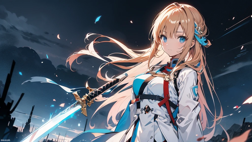 Asuna from Sword Art Online standing on a dark battlefield