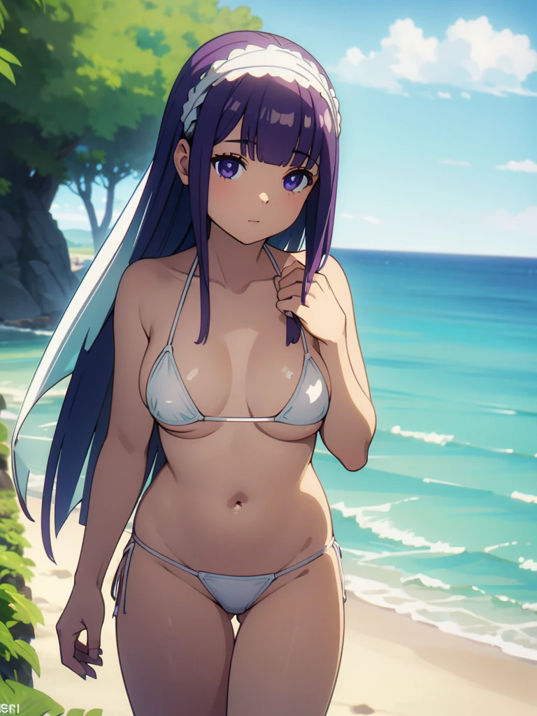 1girl, nsfw, furuderika, long hair, purple eyes, blue hair, blunt bangs,,　 , large breasts, nipple, Running, ,, Heavy snowfall area,　frozen. wet. mountain. Alone, , Naked, solo, 1girl,　amusement park ,